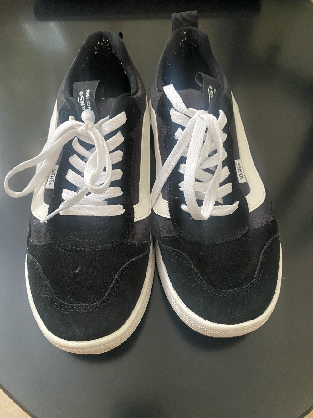 Vans Black and White Low-Top Skate Sneakers